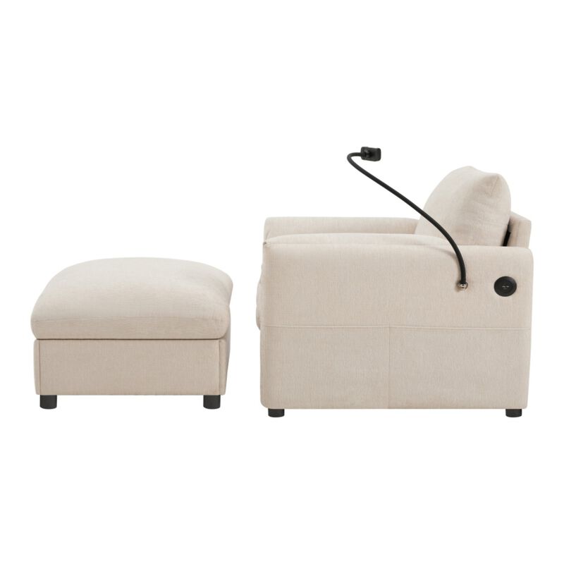 Kiple Modern Chenille Accent Chair & Ottoman Set image number 7