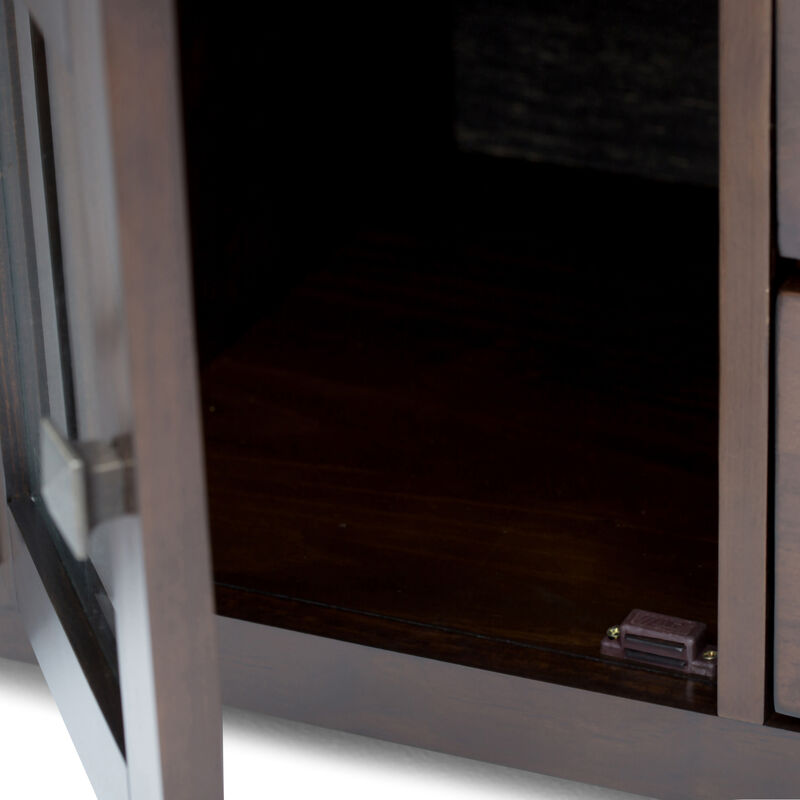 Cosmopolitan SOLID WOOD 72 inch Wide Contemporary TV Media Stand in Mahogany Brown For TVs up to 80 inches