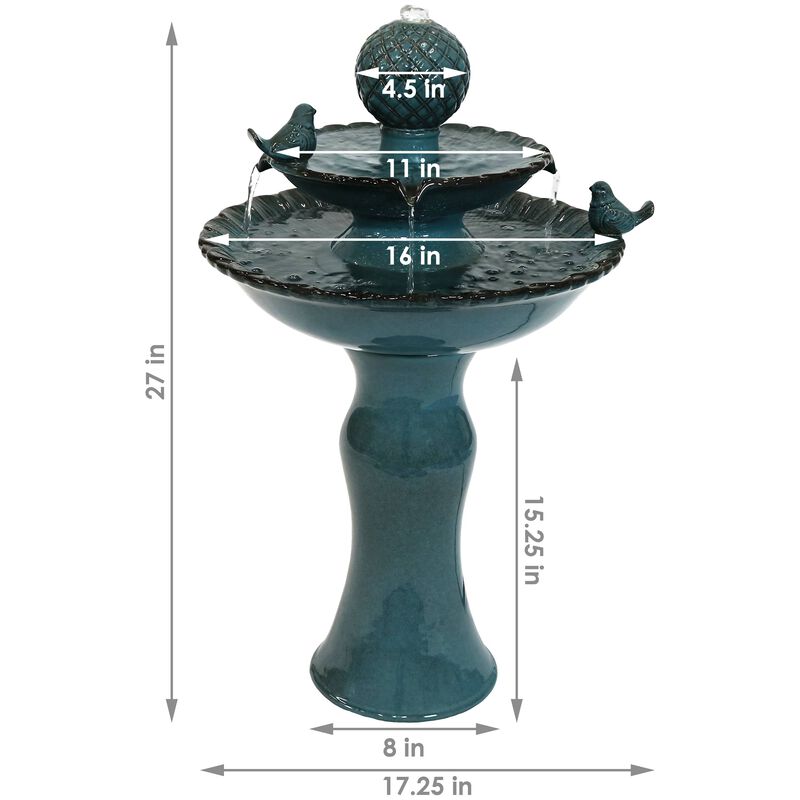 Sunnydaze Resting Birds Ceramic Outdoor 2-Tier Water Fountain