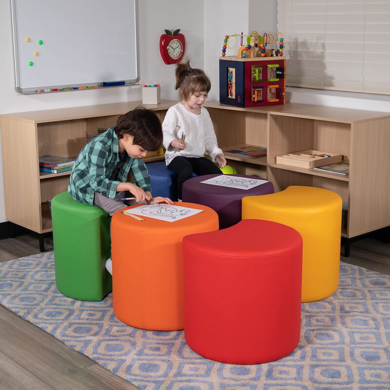Flash Furniture Nicholas Soft Seating Flexible Moon for Classrooms and Common Spaces - 18" Seat Height (Purple) image number 1