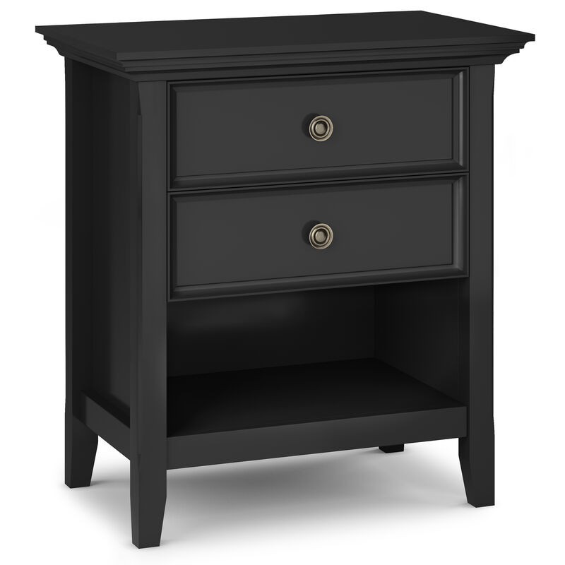 Amherst SOLID WOOD 24 inch Wide Traditional Bedside Nightstand Table in Black