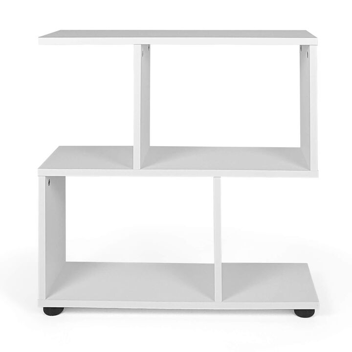 24 Inch 3-Tier Geometric Bookshelf with Thick Foot Pads