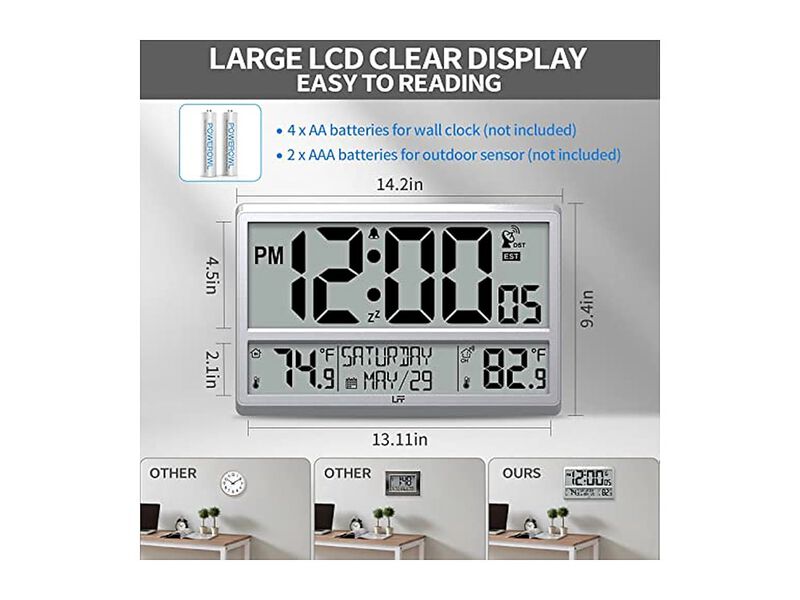Atomic Temperature Never Needs Setting Wall Clock 5 Inch Outdoor Easy Read image number 1