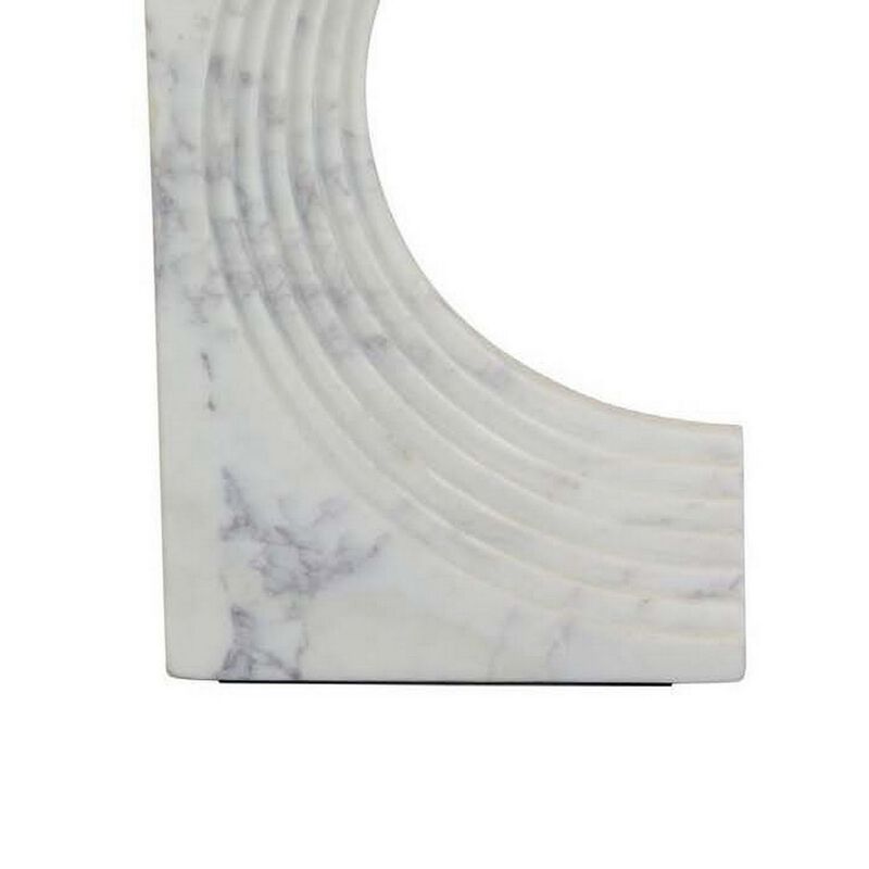 Keveny Tabletop Decor, C Arch Sculpture Texture White Marble, 13 Inch