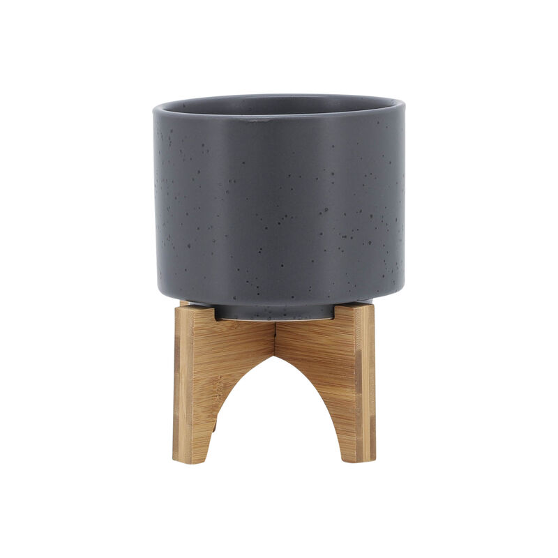 5" Planter W/ Wood Stand image number 0