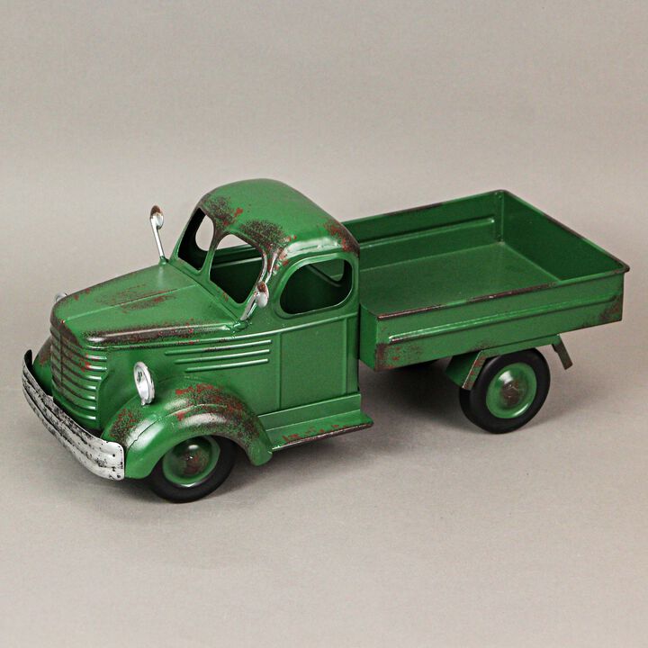 14 In Long Green Rustic Metal Decorative Vintage Pickup Truck Planter Farmhouse