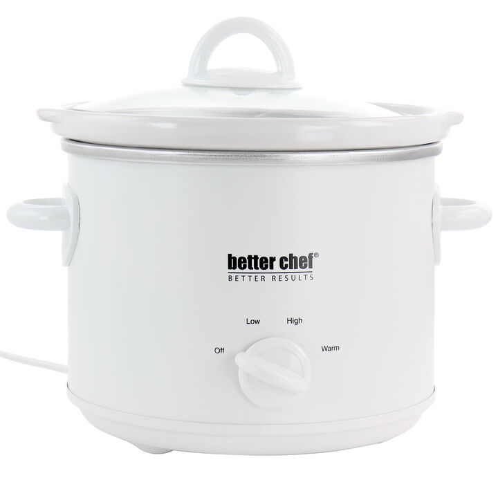 Better Chef 3 Quart Round Slow Cooker with Removable Stoneware Crock in White