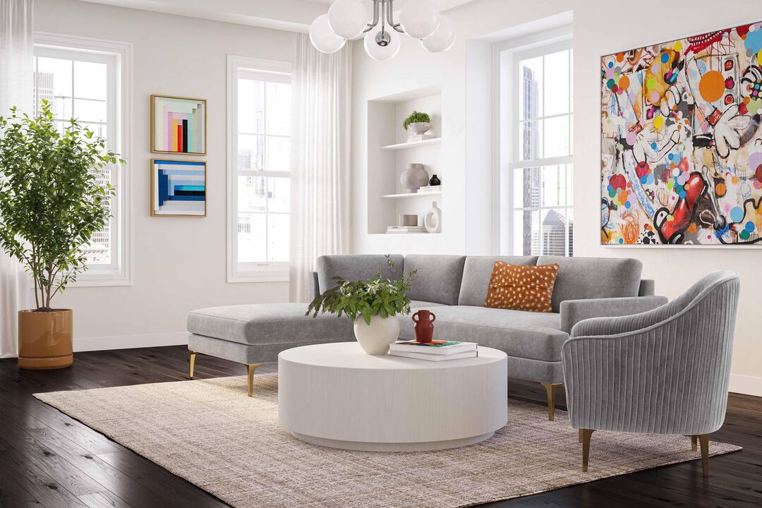 Serena Cream Velvet LAF Chaise Sectional