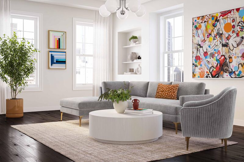 Serena Cream Velvet LAF Chaise Sectional