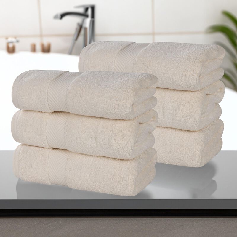 6 Piece Hand Towel Set in Zero Twist Cotton for Bathroom and Guest Use image number 1