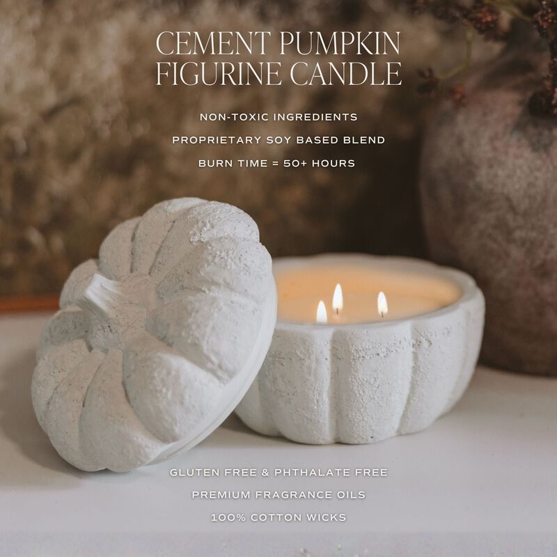 Sweet Water Decor Cashmere and Vanilla 13 oz Soy Candle, Cement Pumpkin Jar image number 4