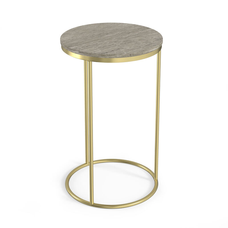 Ashley Modern Contemporary 16 inch Wide Metal 2 Pc Nesting Table in Gold , Fully Assembled