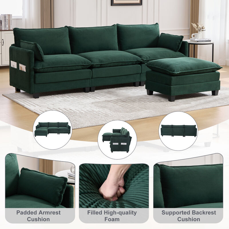 Merax Oversized Modular Sectional Sofa with Movable Ottoman image number 3