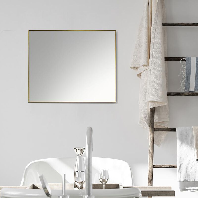 Altair Sassi 36 Rectangle Bathroom/Vanity Brushed Gold Aluminum Framed Wall Mirror