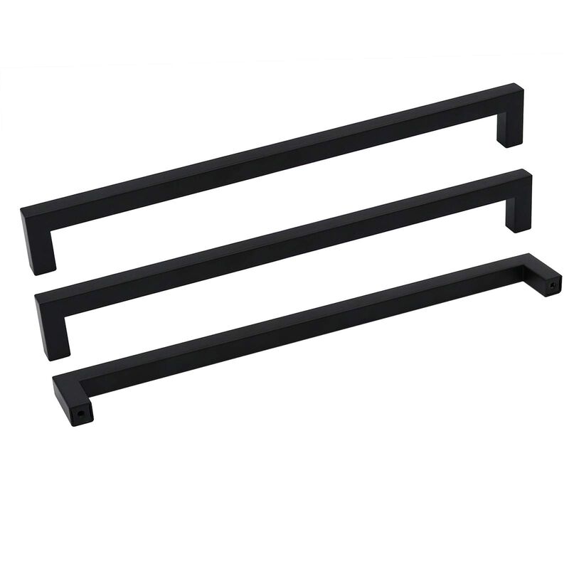 Goldenwarm 2 Pack Black Square Bar Cabinet Pull Drawer Handle Stainless Steel Modern Hardware for Kitchen and Bathroom Cabinets