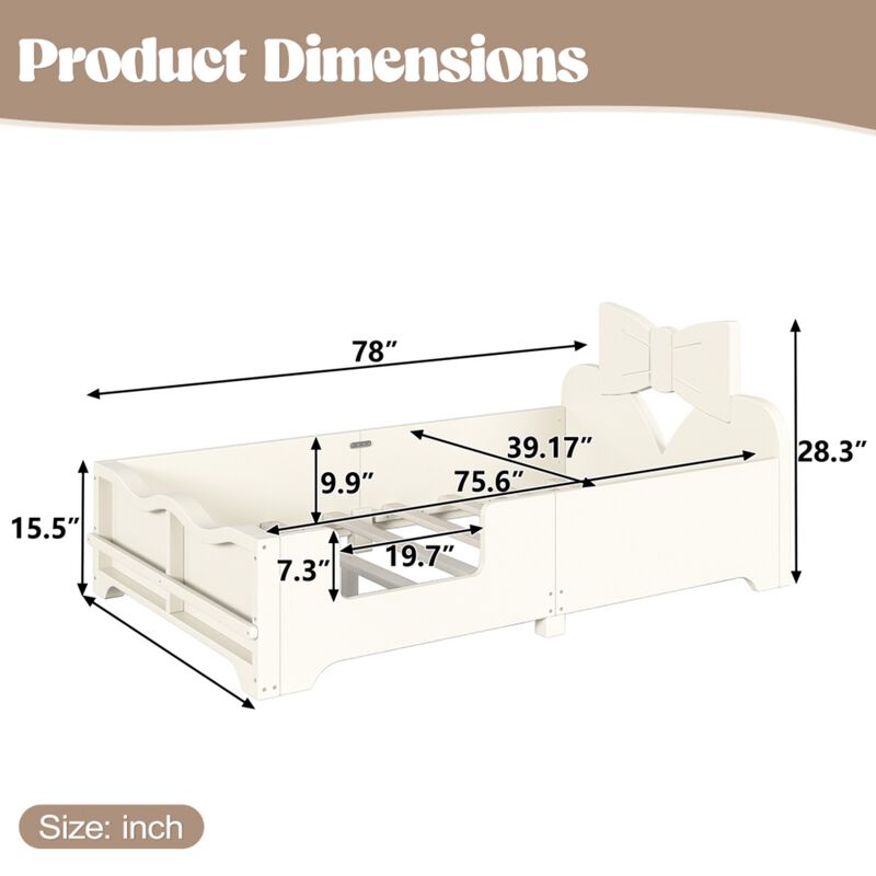 Cugwob Bowknot‑Cutout Kids Low Platform Bed image number 9
