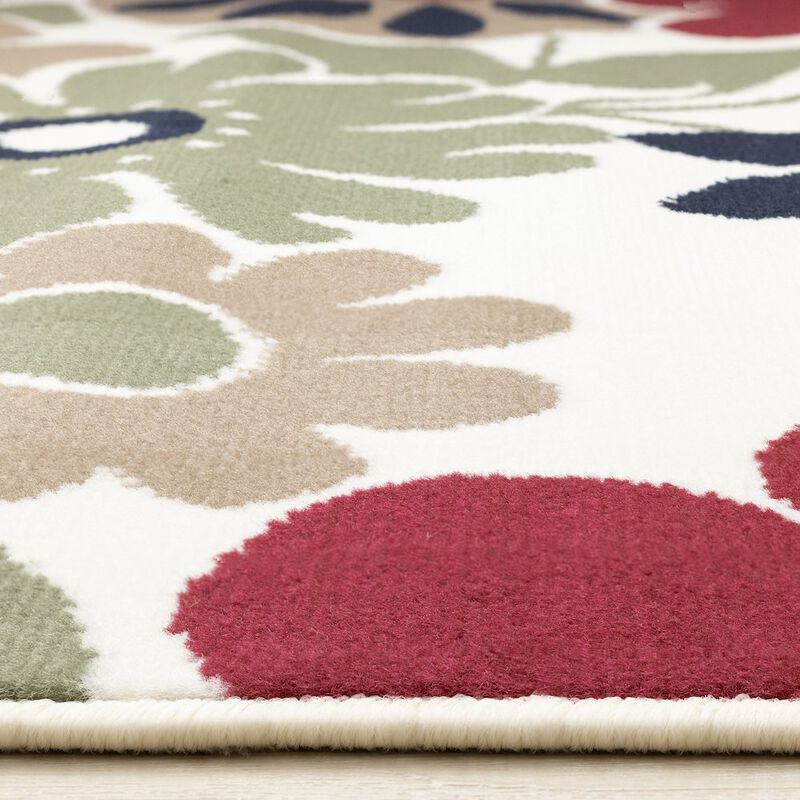 Novelle Home Functional Style Red Cream Floral Rug, 4'7 x 6'7, 4'7 x 6'7 image number 4