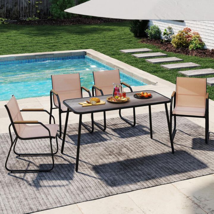 Hivvago 5 Pieces Patio Dining Set with Rectangular Table and Fabric Chairs