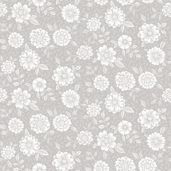 Lizette Grey Charming Floral Wallpaper
