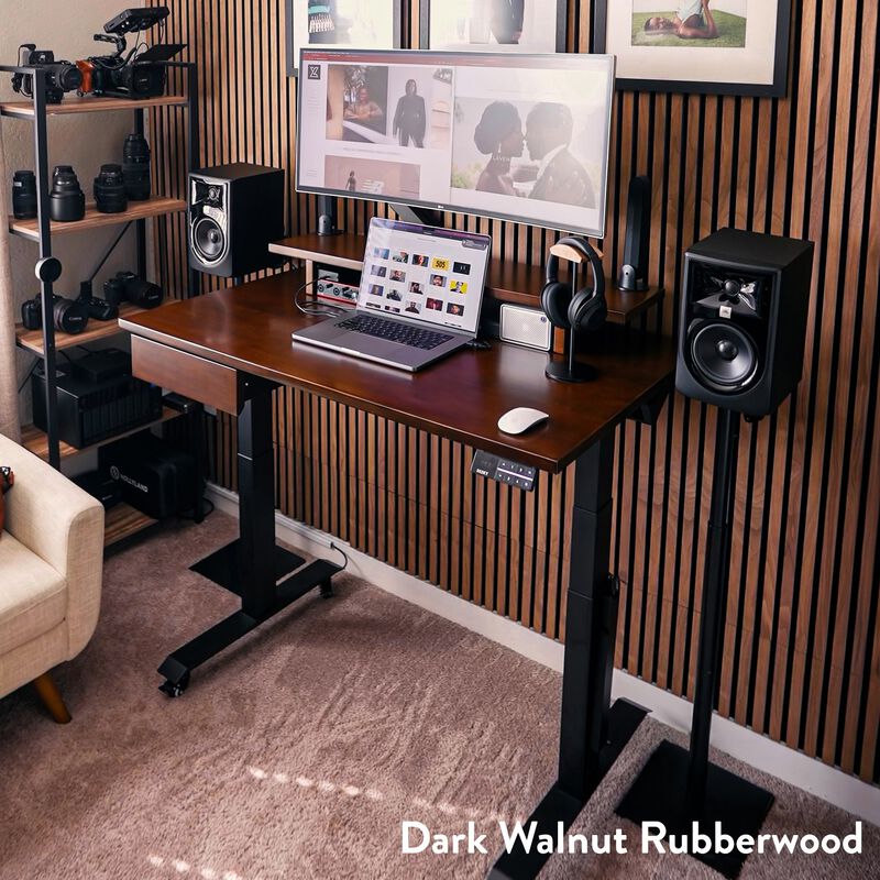 Desky Dual Rubberwood Sit Stand Desk image number 1
