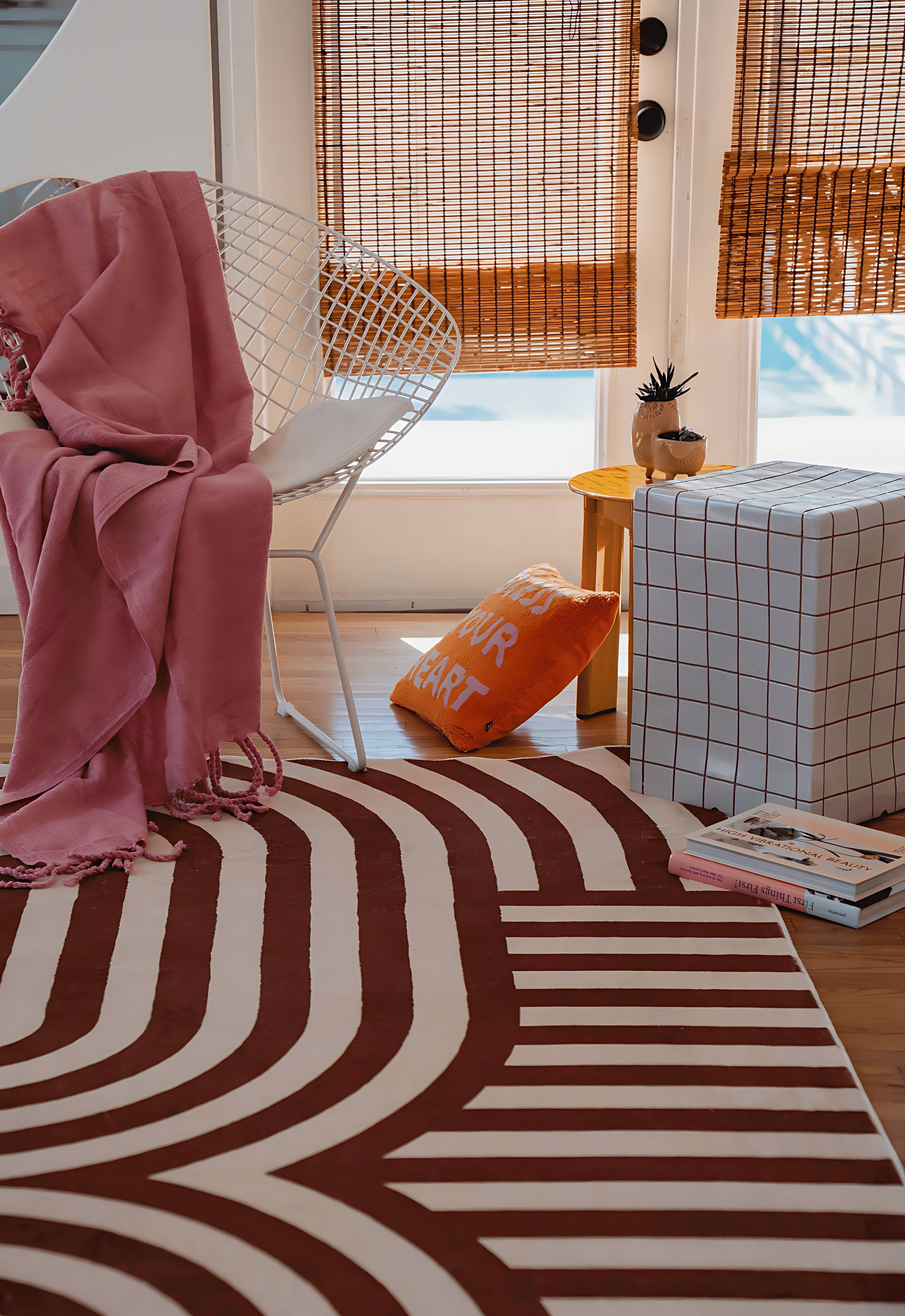 Lany Space 7'x10' Area Rug, Washable Rugs Non-Slip, Curvy Brown