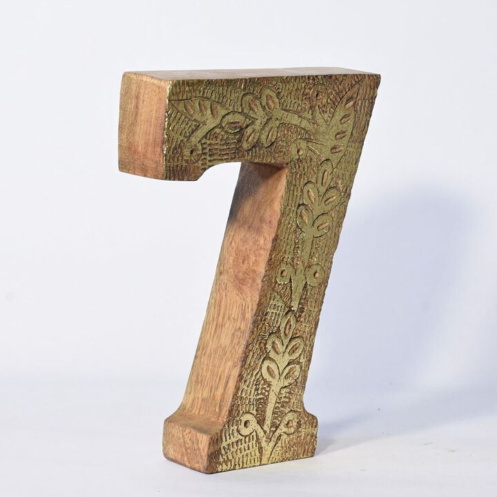 Vintage Natural Gold Handmade Eco-Friendly "7" Numeric Number For Wall Mount & Table Top Décor