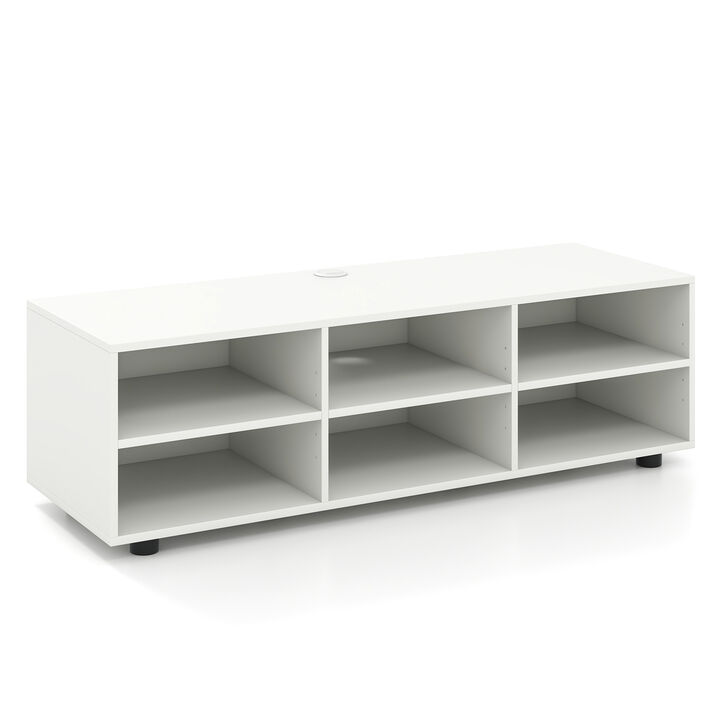 TV Stand for TV up to 55 Inch with 6 Storage Compartments-White