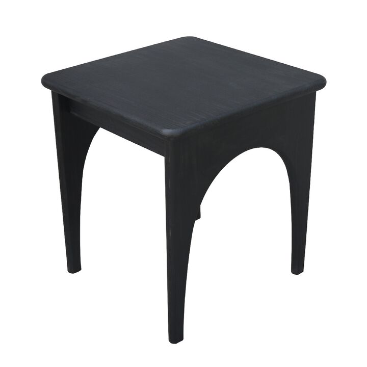 Areo Side End Table, 22 Inch Square Top w Curved Legs, Matte Black