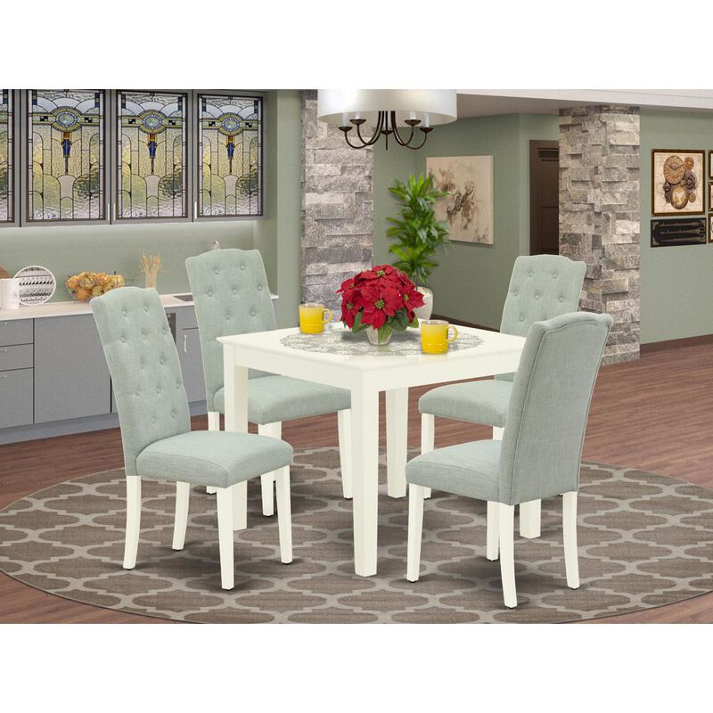 East West Furniture Dining Room Set Linen White