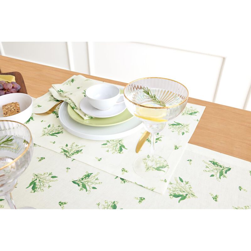 Solino Home 100% Pure Linen Placemats 14 x 19 Inch Set of 4 - Lily of the Valley