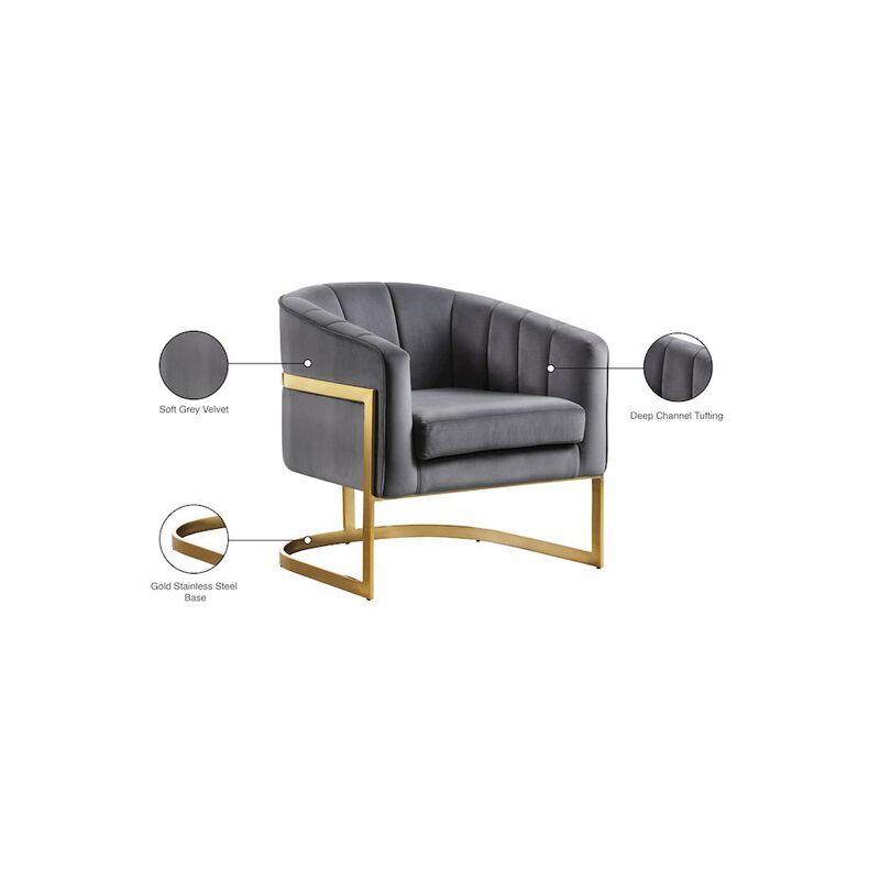 Meridian Furniture Carter Grey Velvet Accent Chair