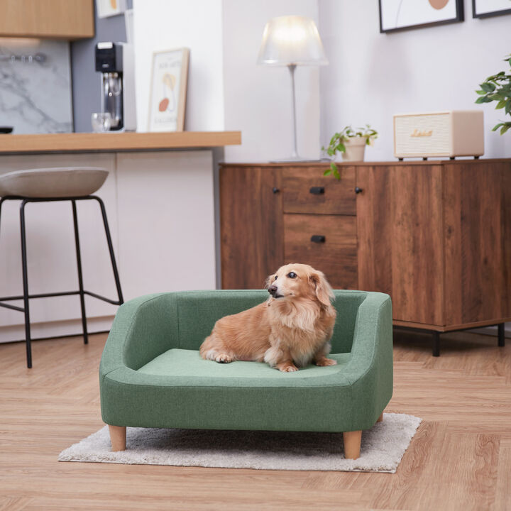 Bennett Linen Sofa Dog Bed for Small and Medium Dogs, Sea Green