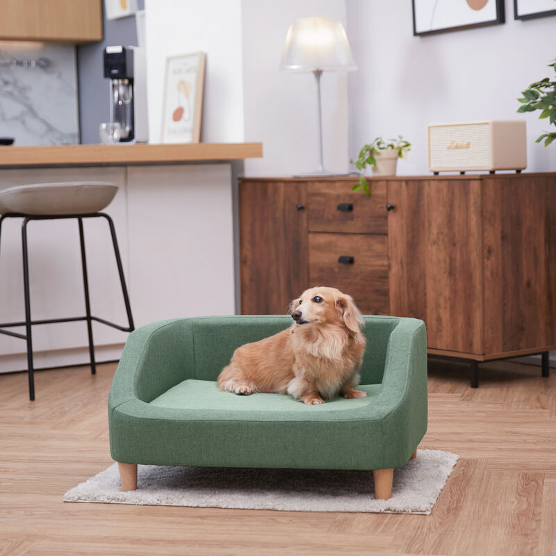Bennett Linen Sofa Dog Bed for Small and Medium Dogs, Sea Green image number 1
