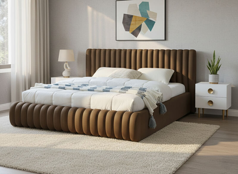 Meridian Furniture Nico Brown Velvet King Bed image number 1
