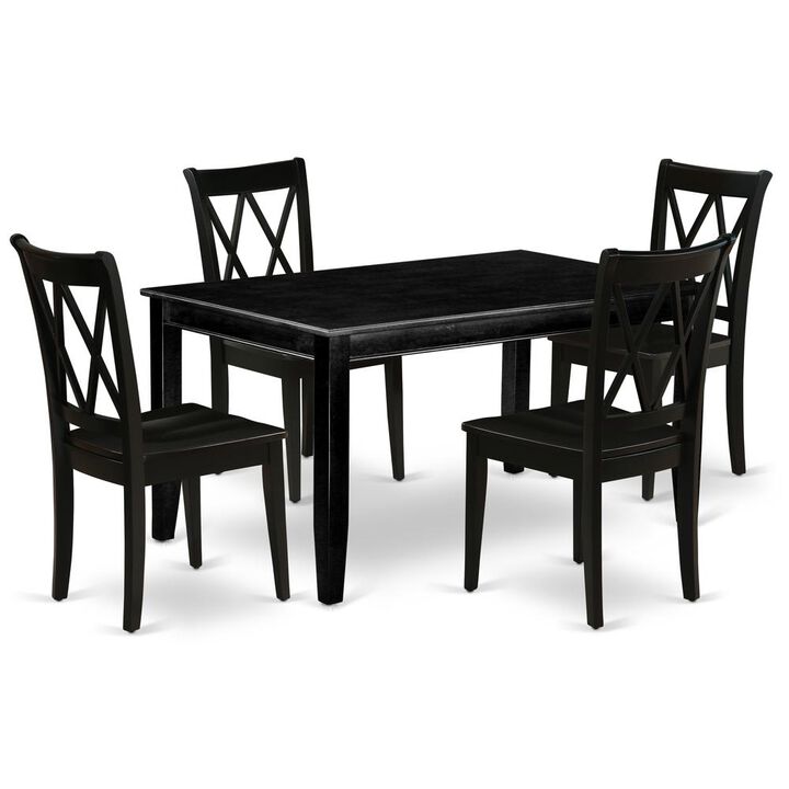 East West Furniture Dining Room Set Black, DUCL5-BLK-W