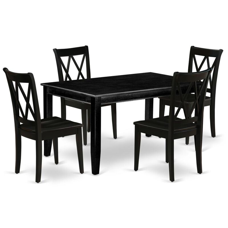 East West Furniture Dining Room Set Black, DUCL5-BLK-W