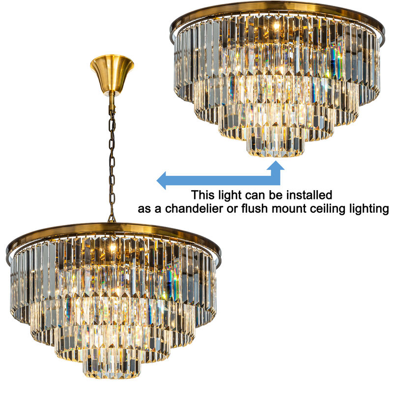 Modern 4-Tier Round Crystal Fringe Chandelier image number 6