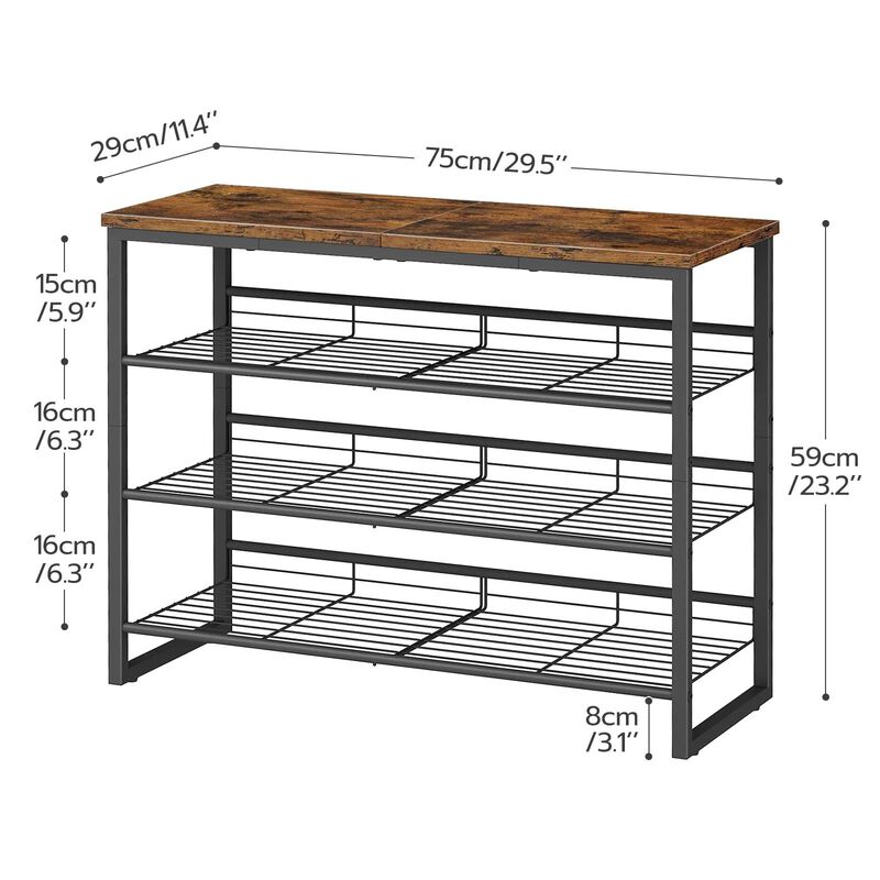 4-Tier Shoe Organizer Rack Holds 9-12 Pairs, Adjustable Storage Shelf image number 2