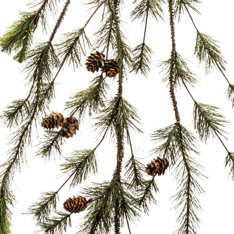 Set of 2 Pine and Pinecone Christmas Garlands – 6ft Each Faux Greenery for Winter Mantel, Banister, or Entryway Decor