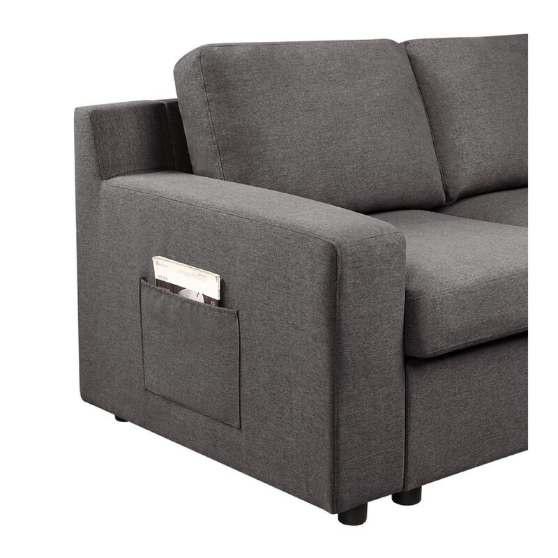 Cas Left Facing 7 Seater U Shaped Sectional Sofa Chaise, Pocket, Gray image number 3