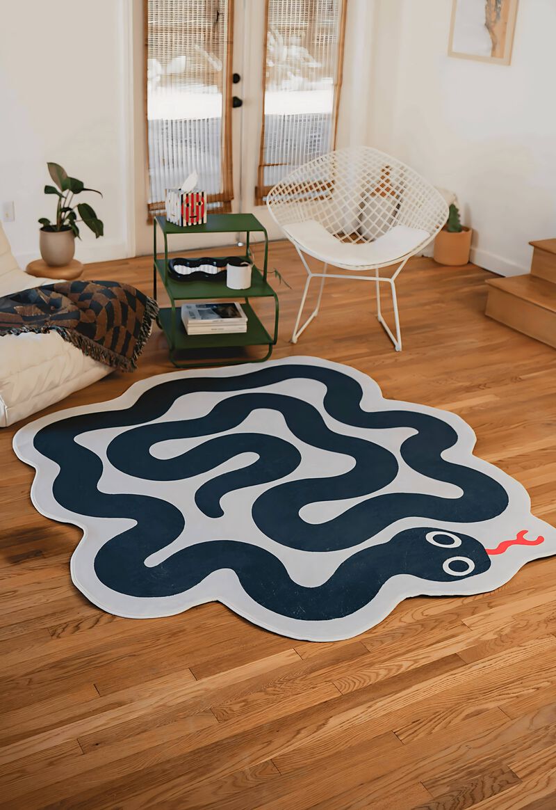 Lany Space Area Rug, Washable Rugs Non-Slip, Spiral Snake Design Rug for Living Room image number 4