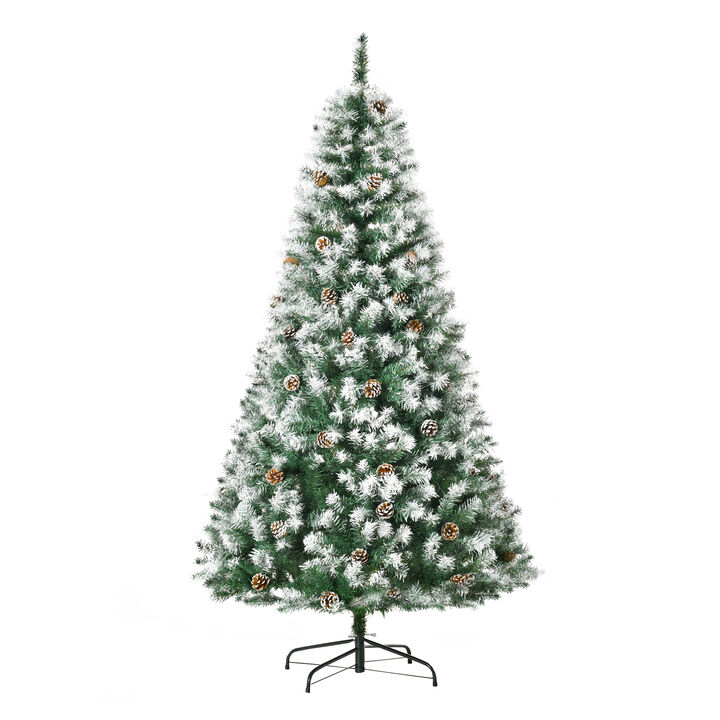 6' Artificial Flocked Christmas Tree Holiday Home Xmas Decoration w/ Pine Cone