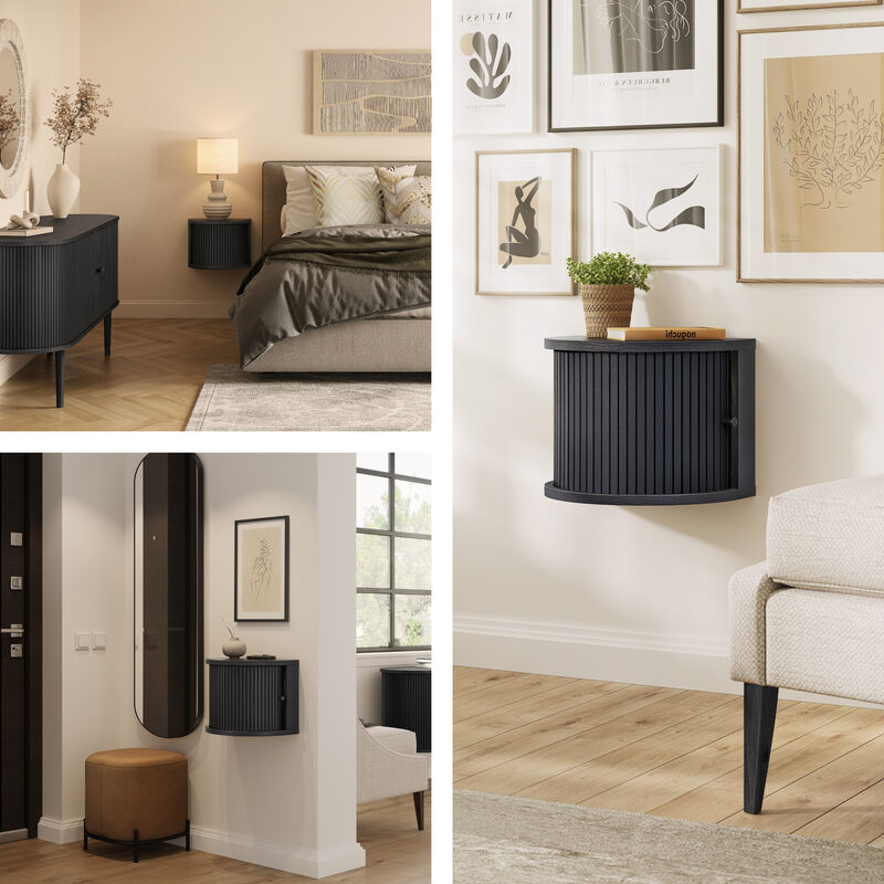 SLIDDO 16'' Floating Nightstand with Storage and Sliding Door.