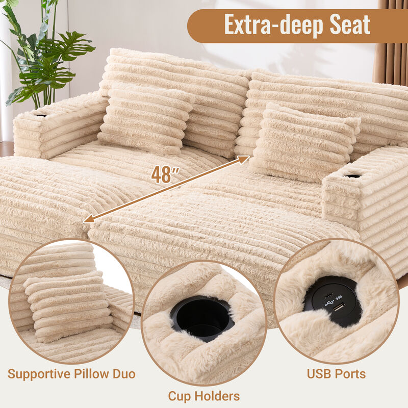 Oversized Chaise Sofa Loveseats image number 3