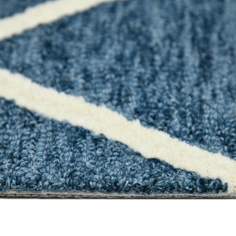 HomeRoots 2' X 3' Blue And Ivory Wool Argyle Hand Hooked Area Rug image number 3