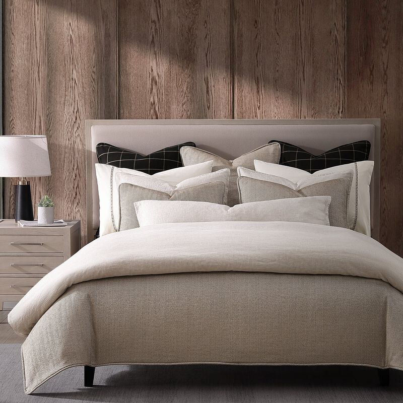 Chenille Herringbone King Sand Duvet Cover Set image number 2