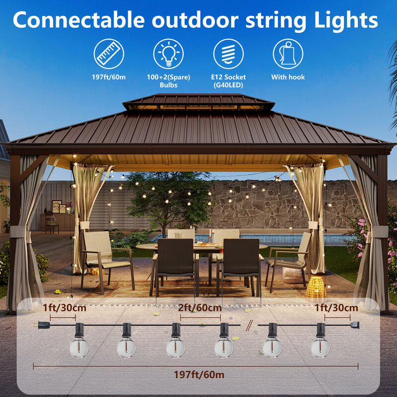 100-Light 197 ft. Outdoor Plug-in Integrated LED Edison String Light image number 5