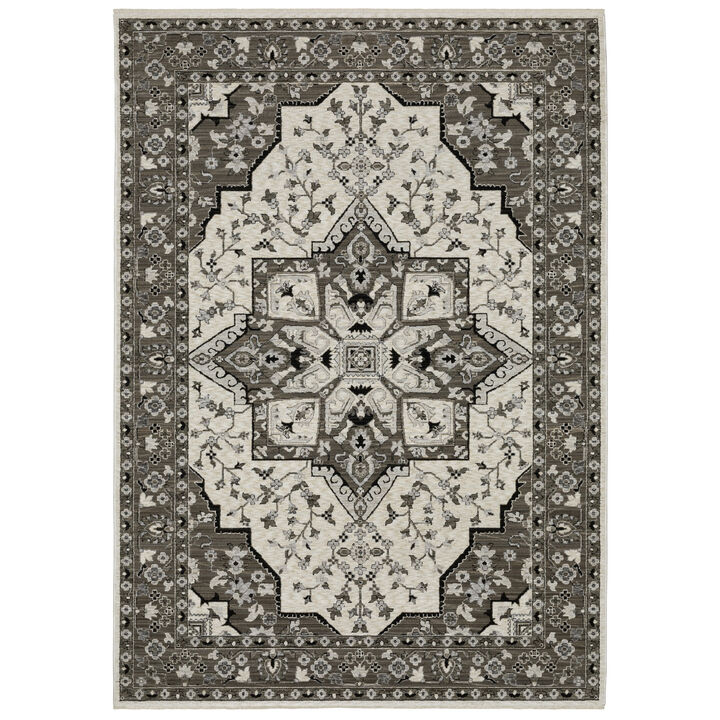 HomeRoots Medallion Area Rug With Fringe