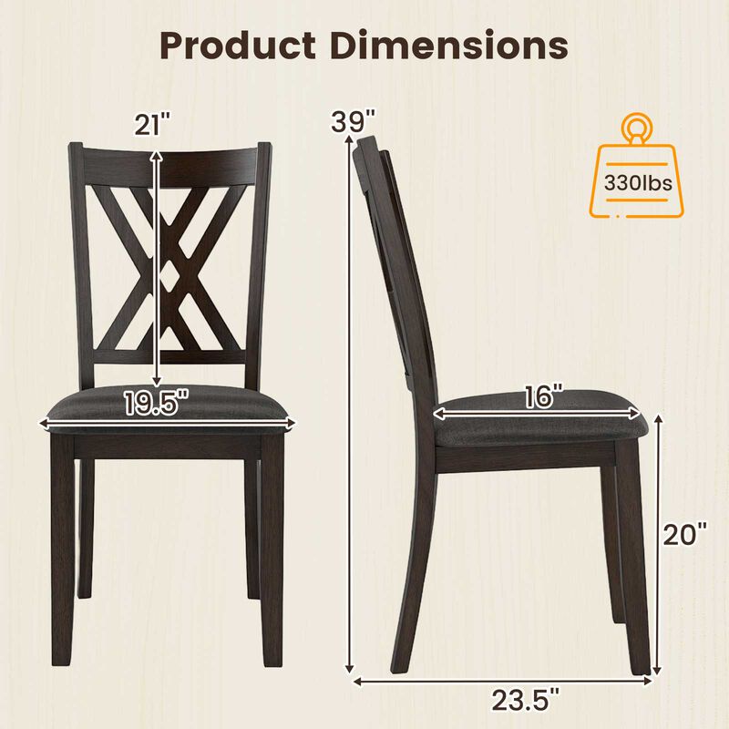 Set of 4 Linen Upholstered Wooden Dining Chairs with Rubber Wood Frame image number 2