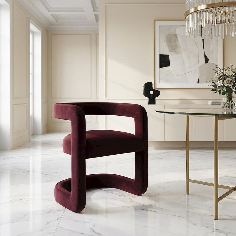 Performance Velvet Barrel Dining Chair with Arms, Cadet Blue image number 4